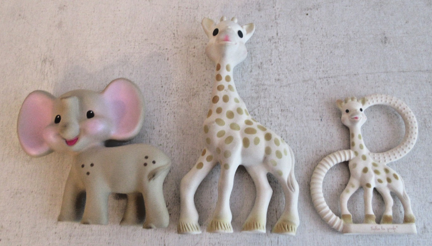 Sophie La Giraffe Squeaky Toy & Teether Developmental Baby Toy Lot Bundle