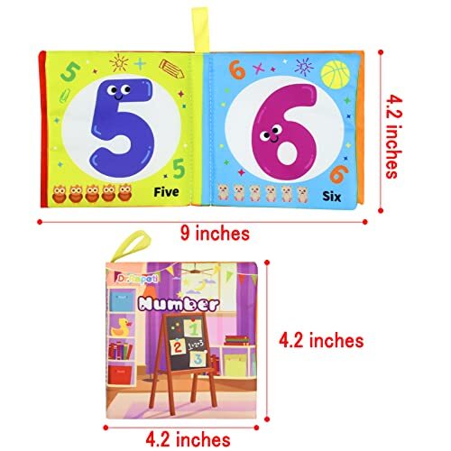 Soft Cloth Book for Baby Infant Toddler Kids 6-Pack Crinkle Squeaky Washable Non