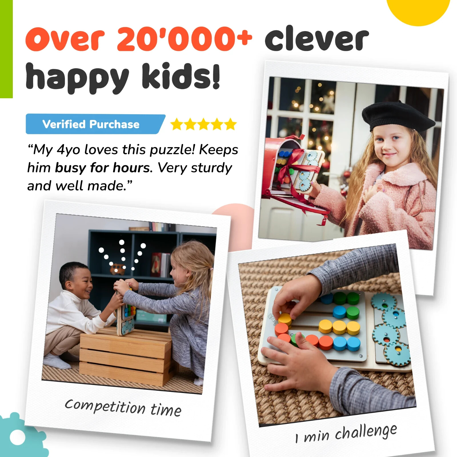 deMoca Wooden Sorter Puzzle Toy for Toddlers – Montessori Toys for 1 year and Up