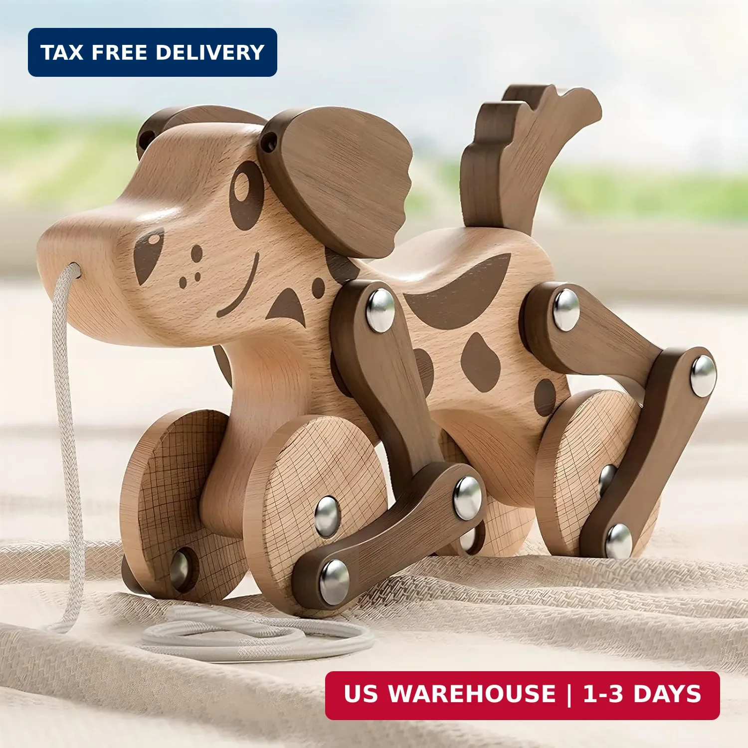 Montessori Toys 1 2 3 4 Years Old Boys Girls Wooden Walking Pull Dog Toy for Bab