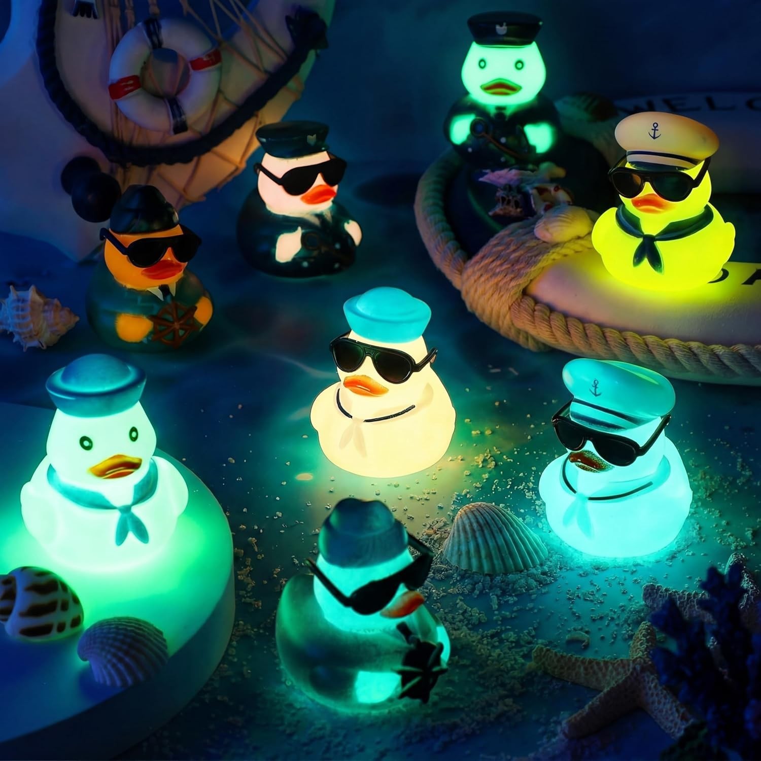Rotatingpals 48 Pcs Cruise Ducks Sailor Glow In The Dark Rubber Ducks