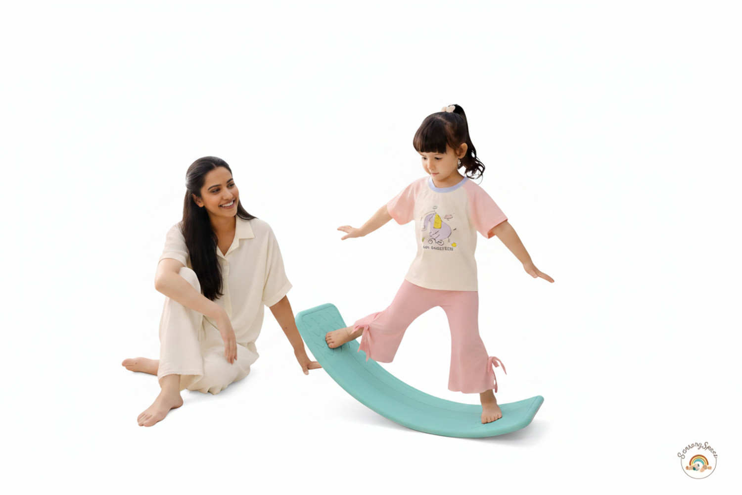 Kids Wobble Balance Board Montessori Waldorf Toy for Toddlers Ages 3-6 Blue 32in