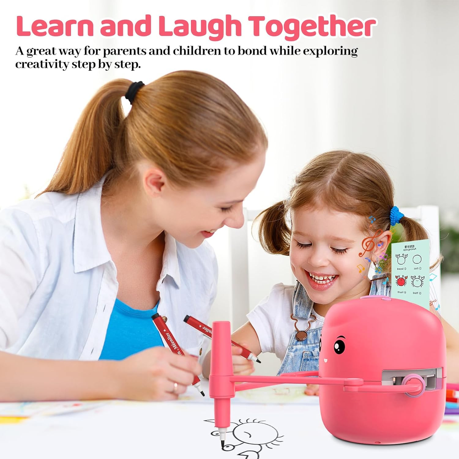 Drawing Robot for Kids with 150 Learning Cards and 17 Colorful Pens, Voice Inter