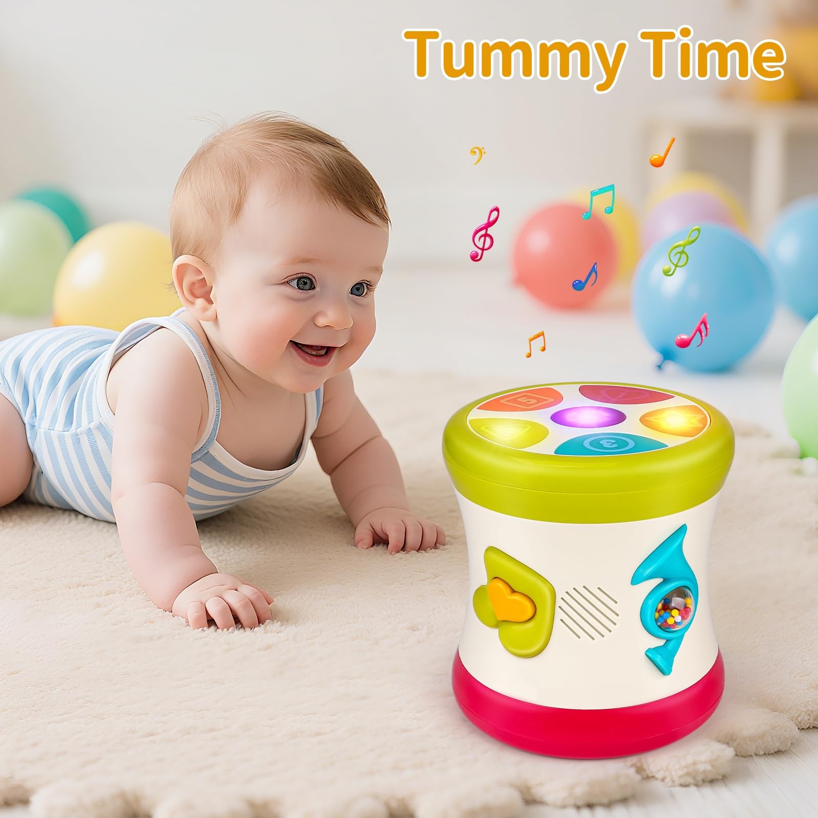 5 in 1 Baby Toy 0-6 Months Musical Early Learning Toy Drum for 1 Year Old wit…