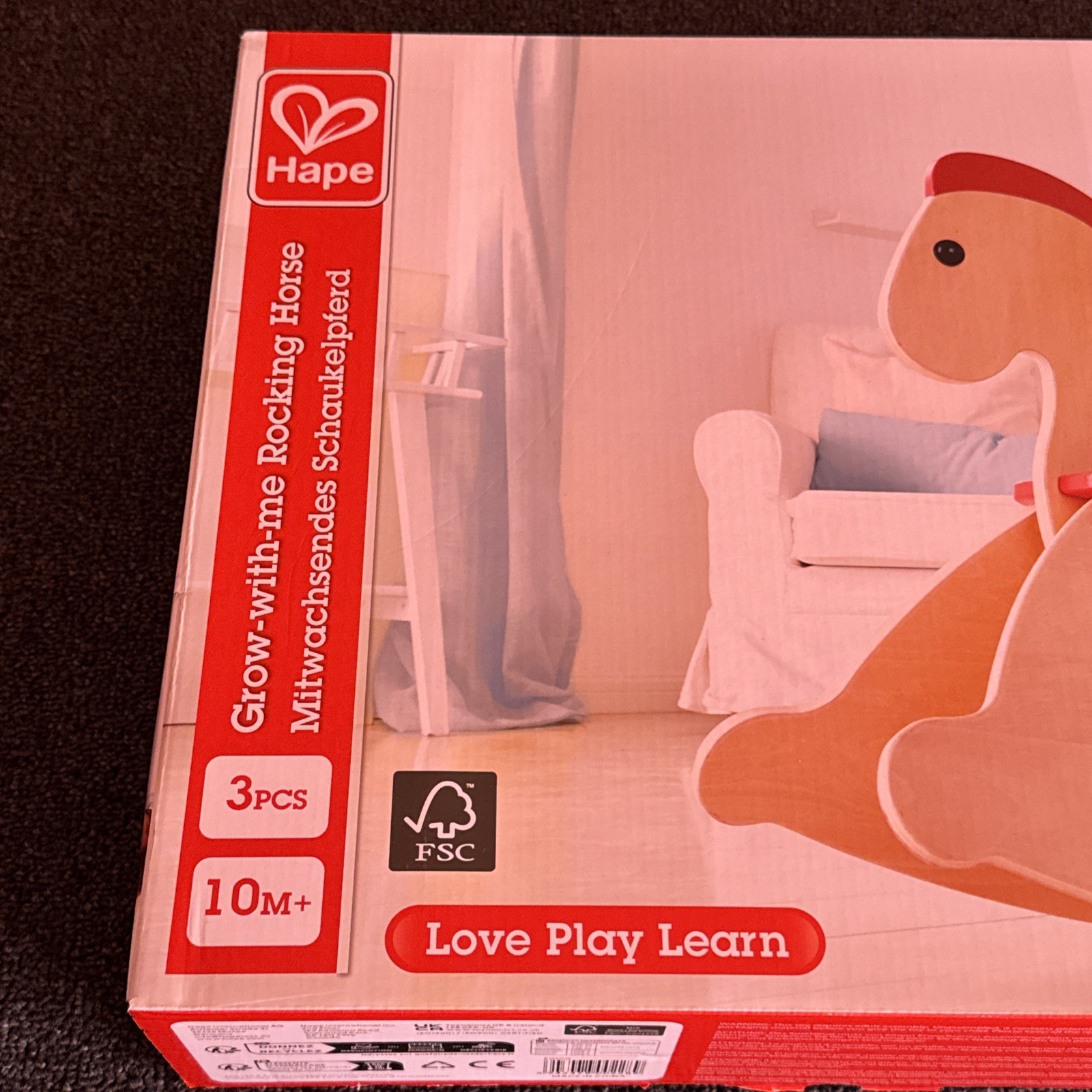 Hape Rock & Ride Wooden Rocking Horse in Beige, Adjustable, Baby & Toddler