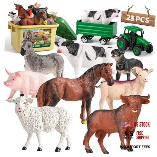 Farm Animal Toys for Toddlers,23 PCS Animal Toys with Realistic Animal