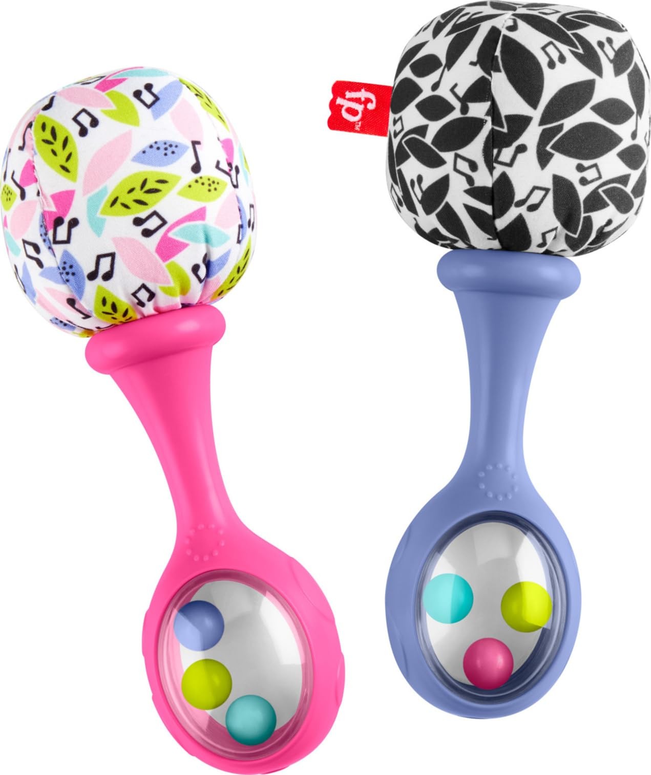 Multicolor Baby Rattle Set of 2 Soft Maracas Toys for Newborns and Infants