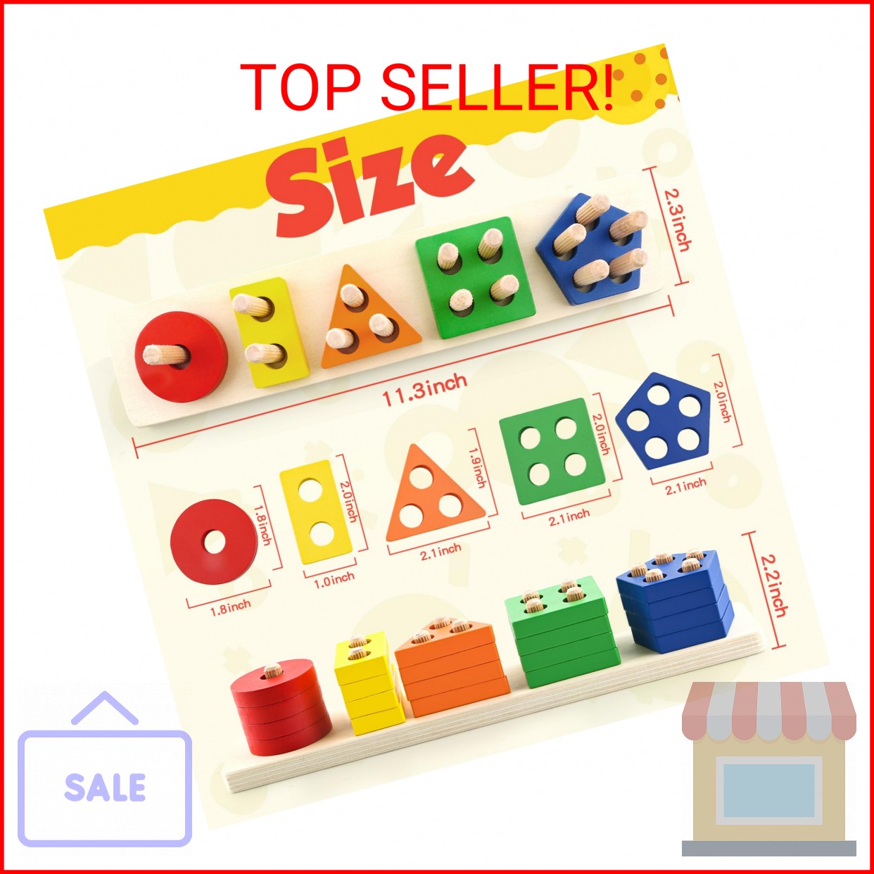 Montessori Toys for 1 2 3 Year Old Girls Boys, Wooden Sensory Toys for 1-3 Year
