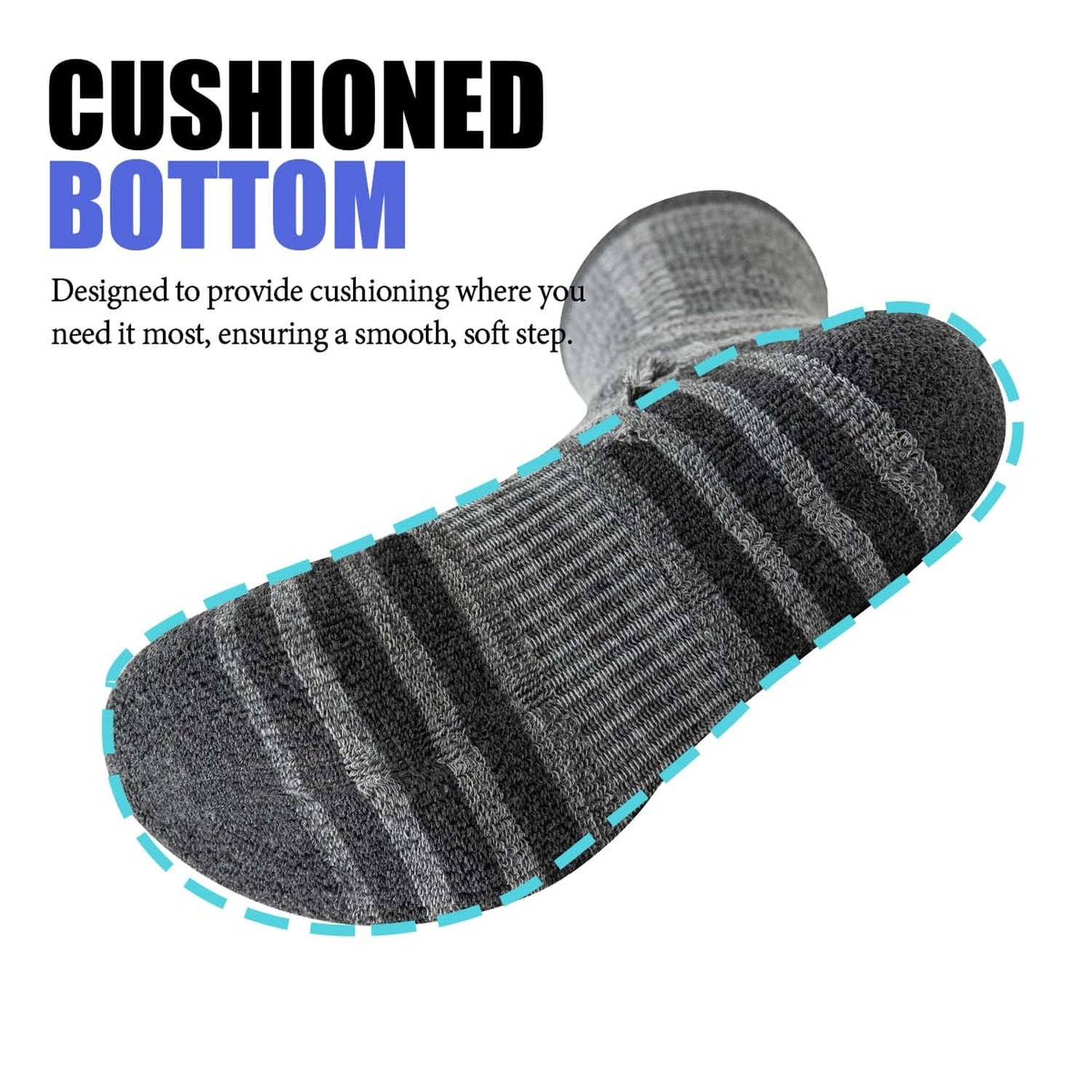JOYNÉE 8 Pairs Mens Crew Athletic Work Long Socks Calf Cushioned Socks for