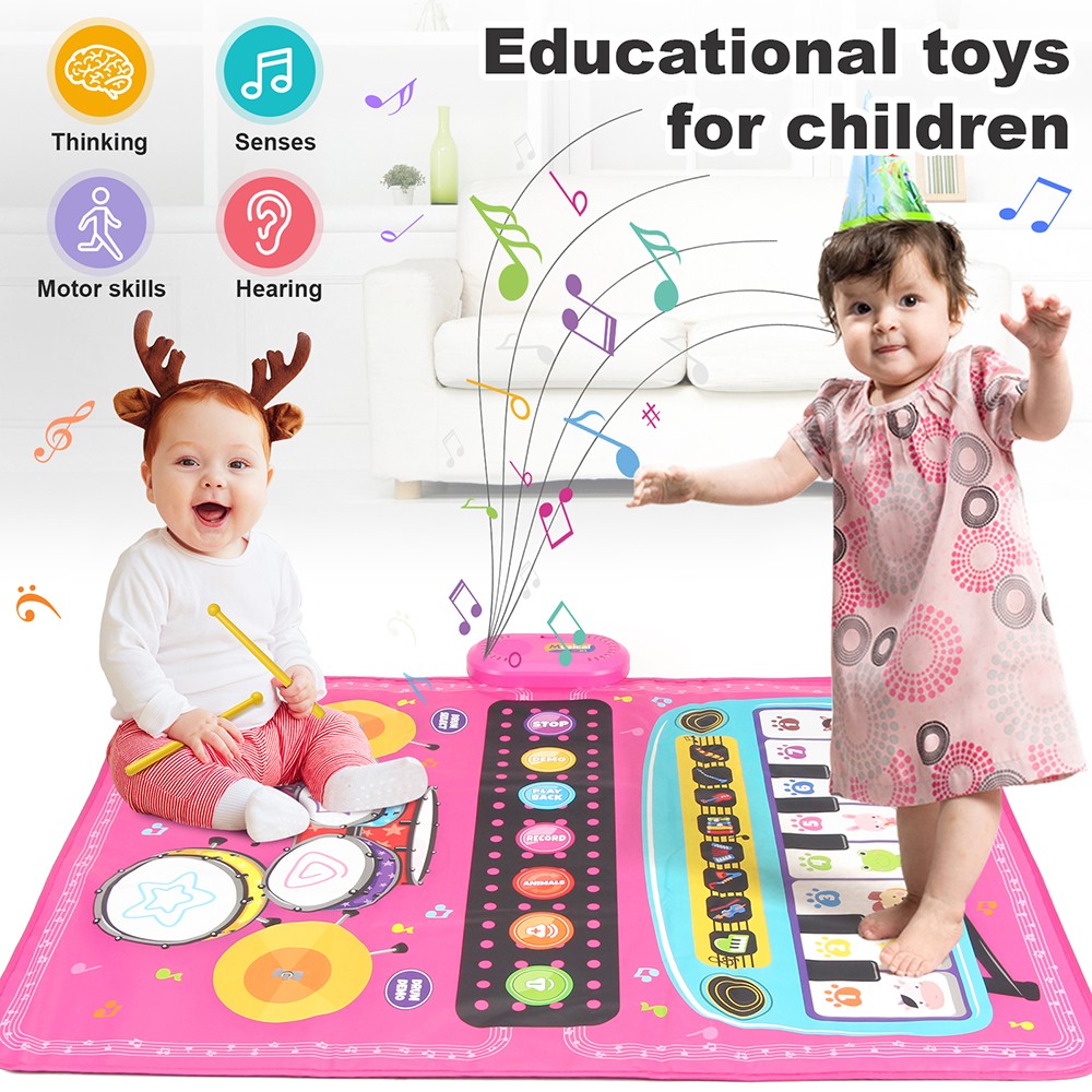 Child Baby Musical Mat Toy Floor Piano Keyboard Animal Blanket Early Education