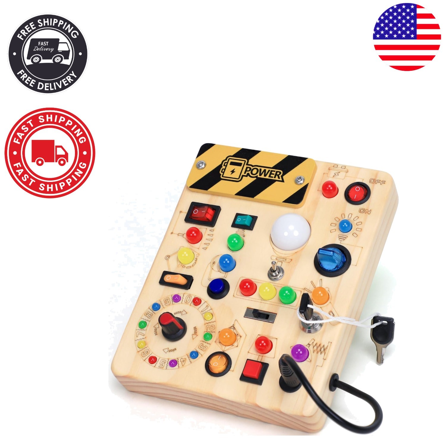 Interactive Montessori Busy Board with Lights – Perfect Gift for Toddlers