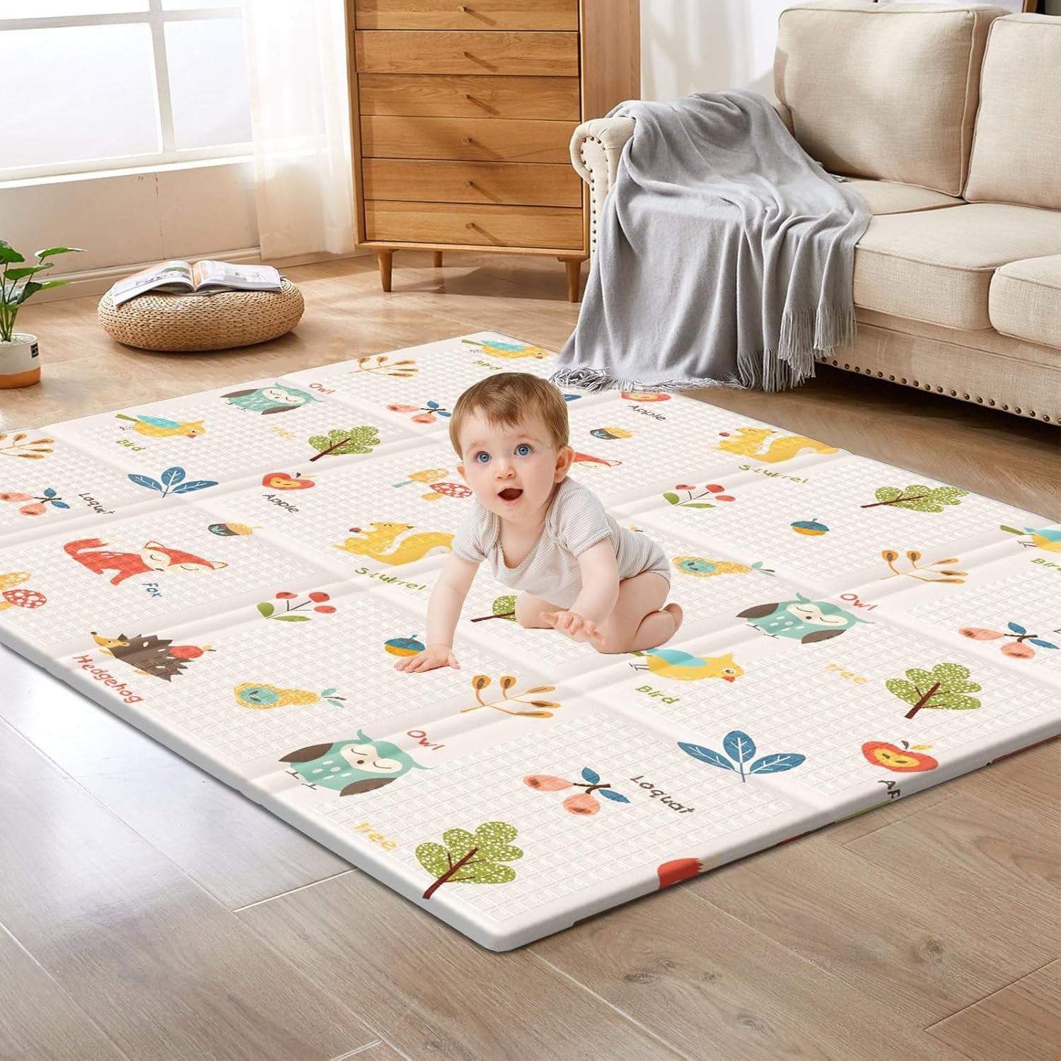 XVISHX Baby Play Mat, 50 x 50 Inch Mat Perfect for 50*50*0.4 In, Beige