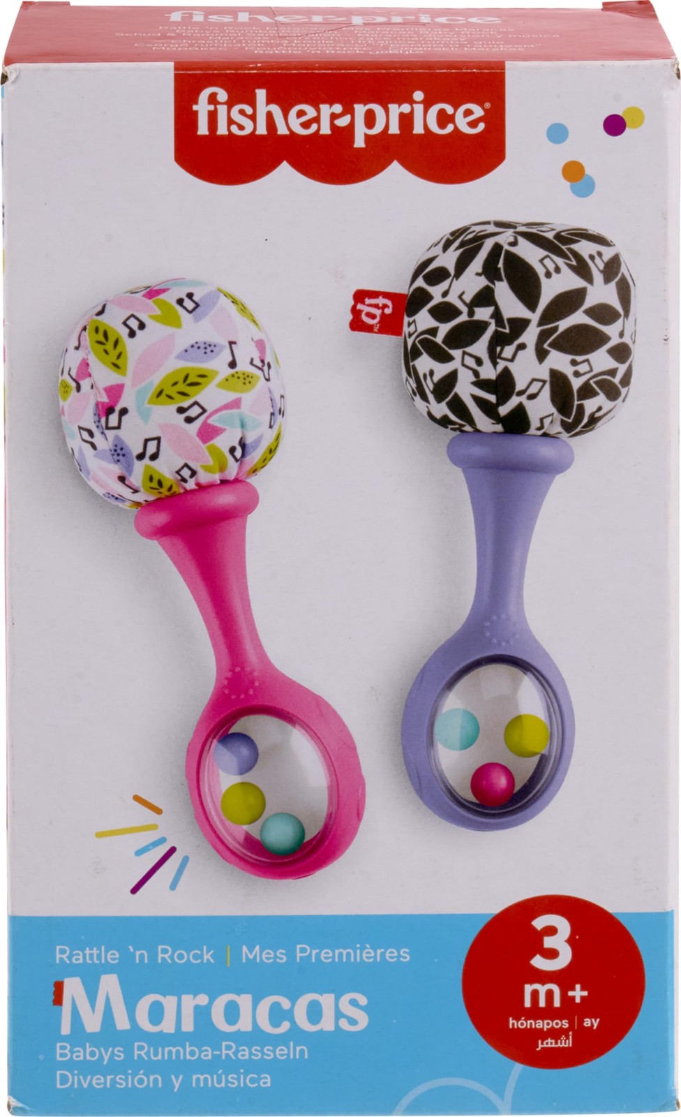 Multicolor Baby Rattle Set of 2 Soft Maracas Toys for Newborns and Infants