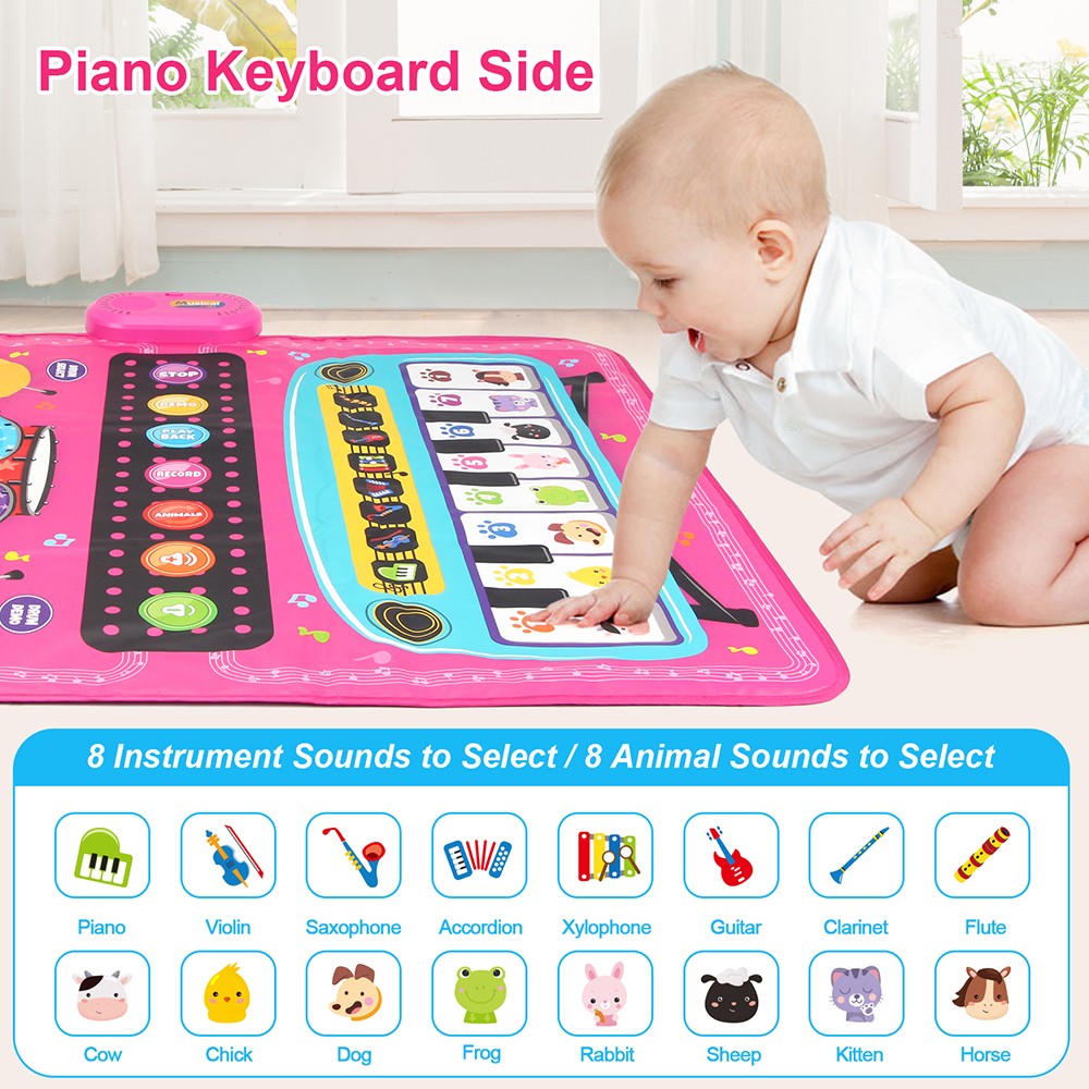 Child Baby Musical Mat Toy Floor Piano Keyboard Animal Blanket Early Education