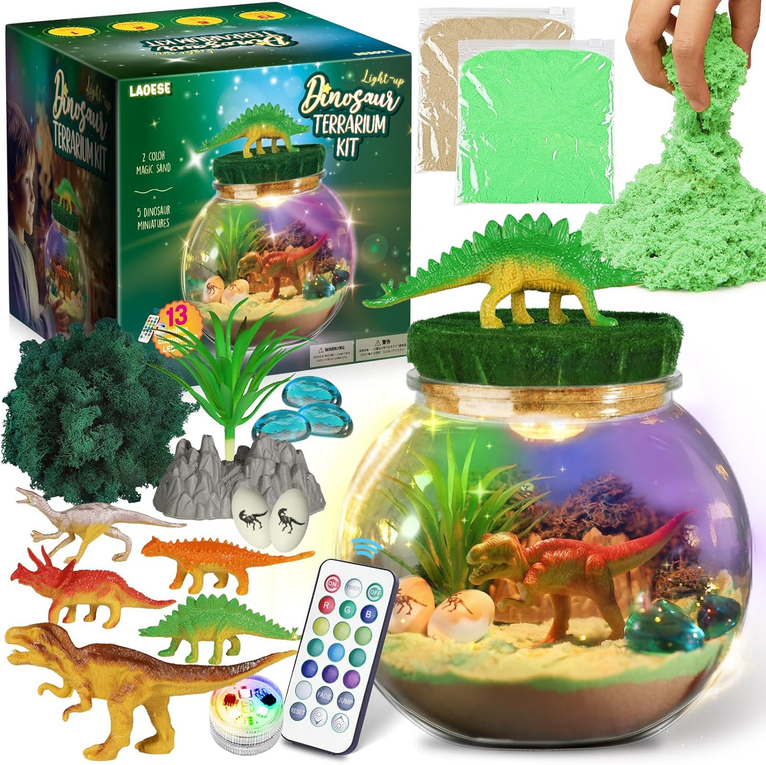 LAOESE Dinosaur Toys for Kids – Dinosaurs Terrarium Kit for Kids – Birthday Gift