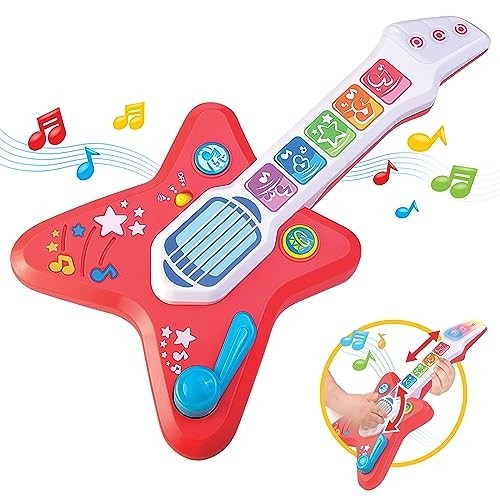 Magic Touch Guitar, Toddler Light Up Music Toy with Volume Control, Infant Touch