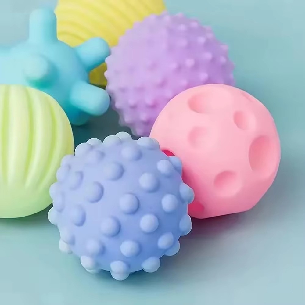 6Pcs Textured Multi Ball Set Tactile Senses Massage Soft Toys Macarone