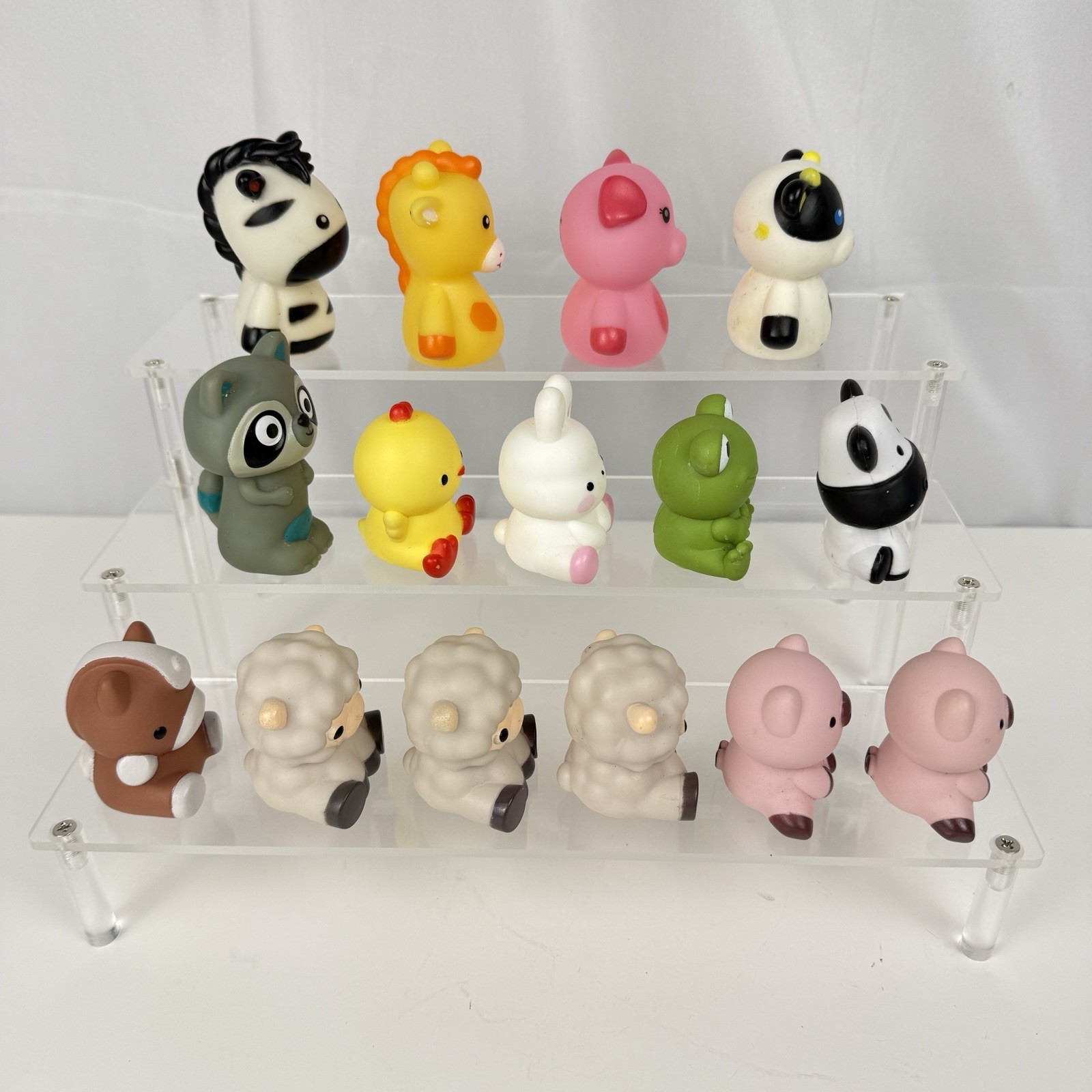 Mixed Lot of 15 Kids Finger Puppets Farm Forest Animals Plastic Toy Figures