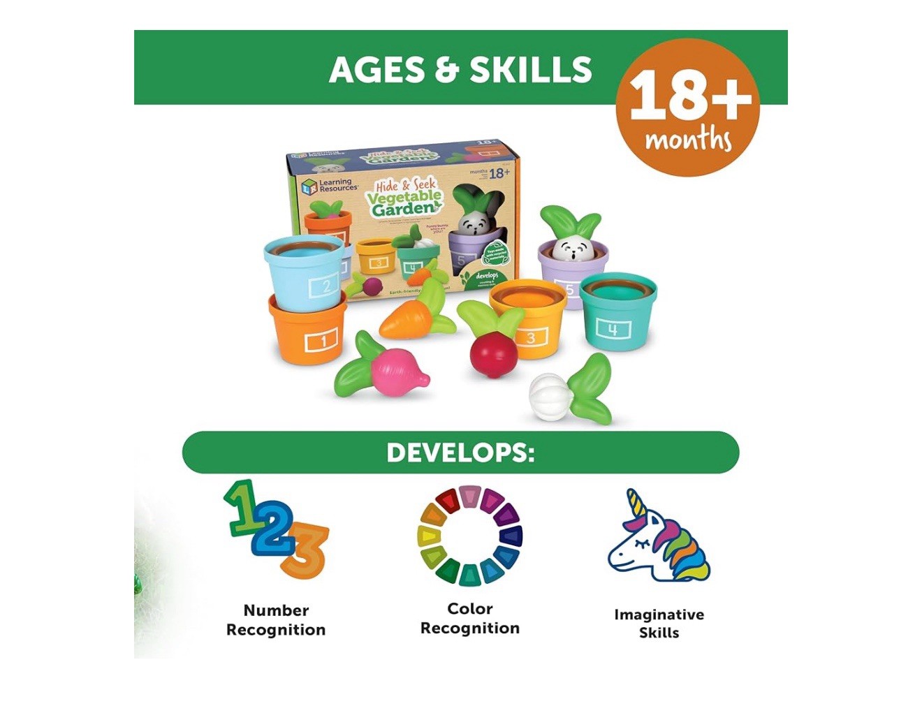 Learning Resources Hide and Seek Vegetable Garden Preschool Learning Toys 10 Pcs
