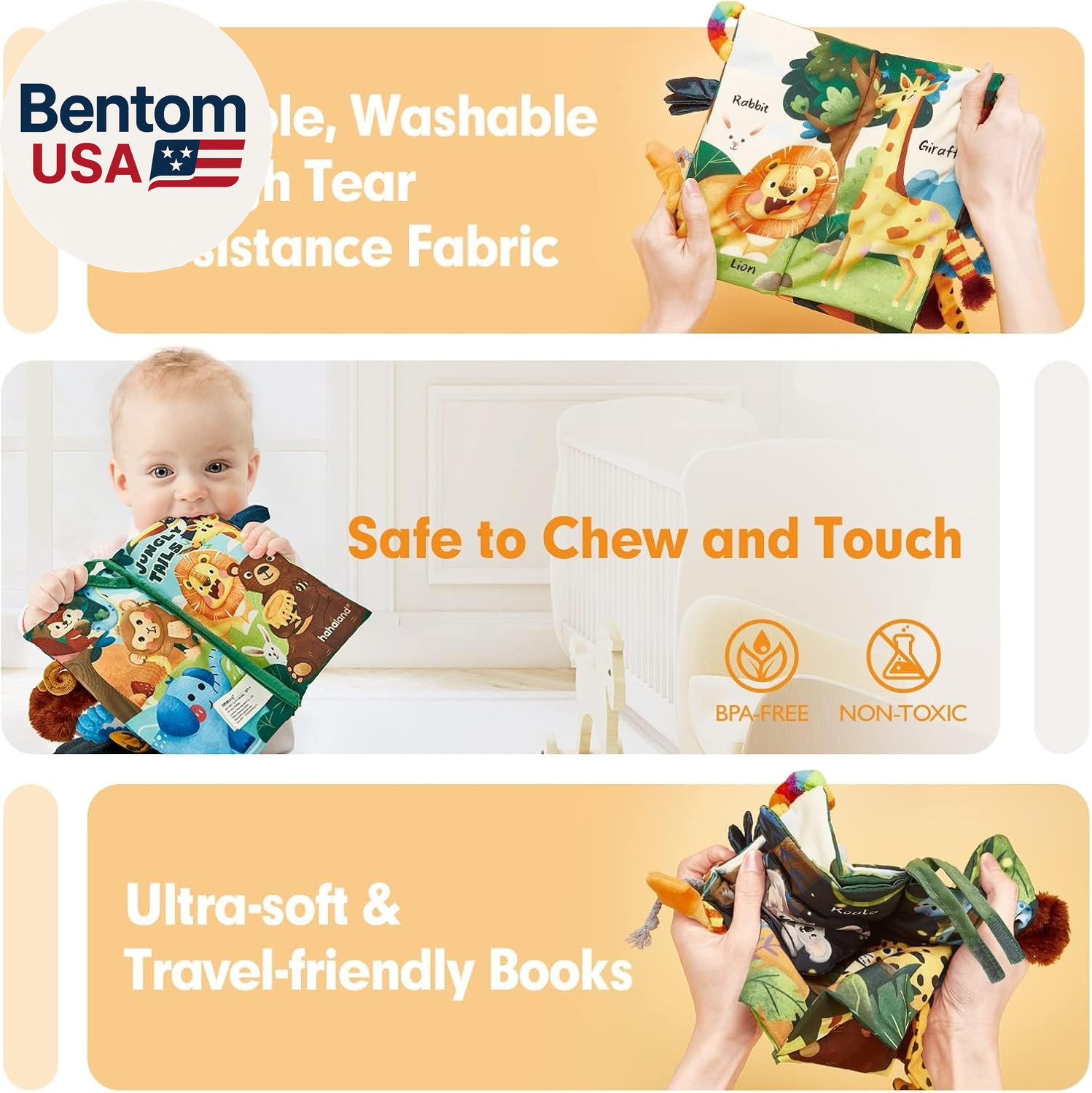 Baby Books 0-6 Months,Infant Tummy Time Toy Sensory Toys 6 to 12 Months Touch Fe