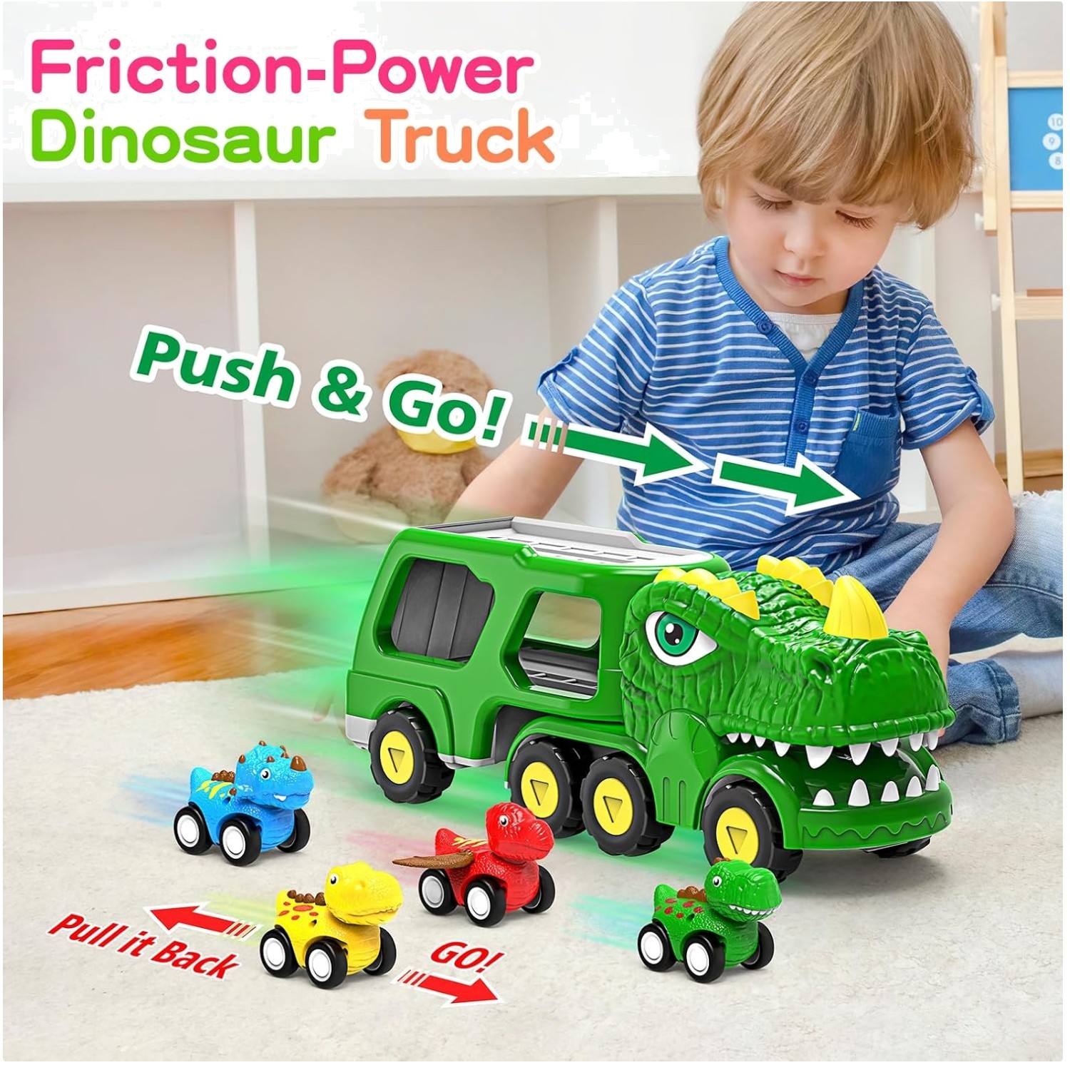Friction Powered Dinosaur Truck for Toddlers