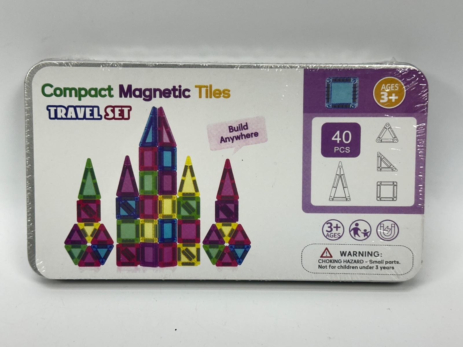 Mini Magnetic Tiles Building Blocks 40PCS – Montessori Educational 40PCS Purple