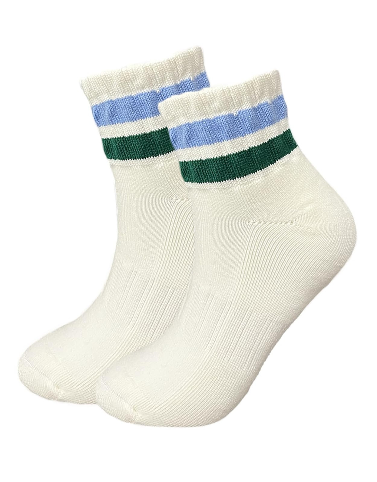 Women Striped Retro Novelty Crew Socks Sporty Thick Cotton Quarter Tube Socks