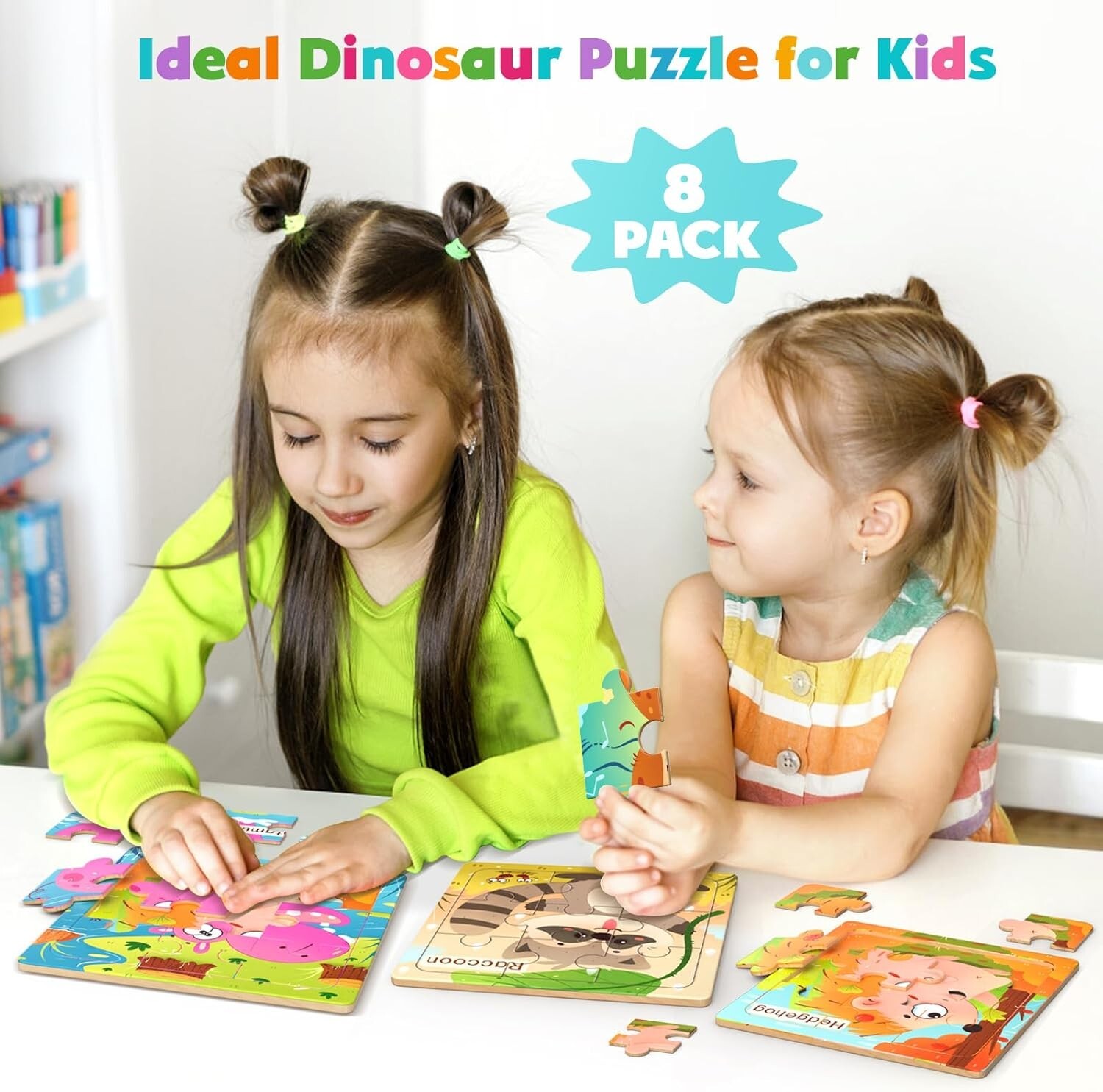 Wooden Puzzles for Toddlers, 8 Pack Animal Jigsaw Kids3-5, 9…