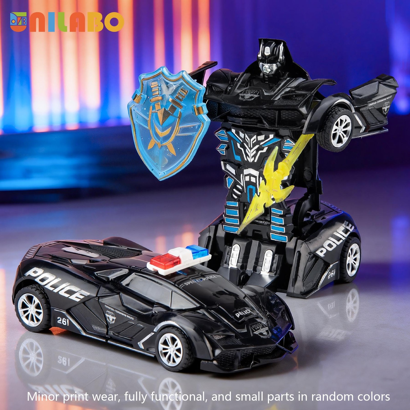 Transformable Robot Sports Car Toy Educational Kids Gift Colorful Play Fun