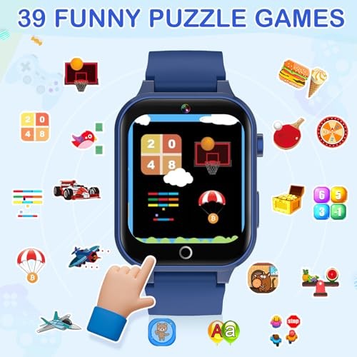 Blue Kids’ Smart Watch – 26 Games Watches – Blue for Ages 5-12