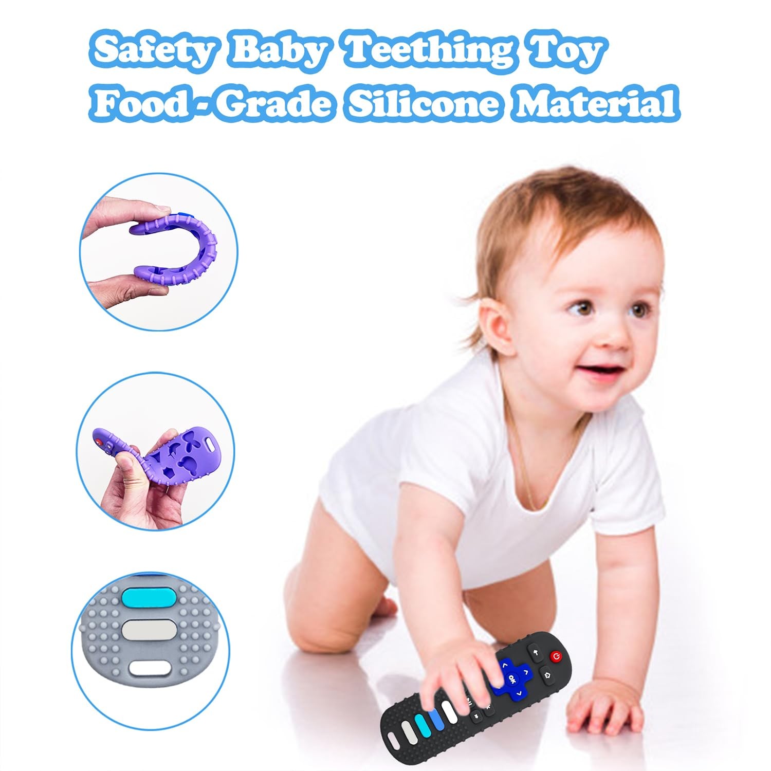ROBBEAR Baby Teething Toys, Soft Silicone Teethers for Babies 3 6 RC-Purple