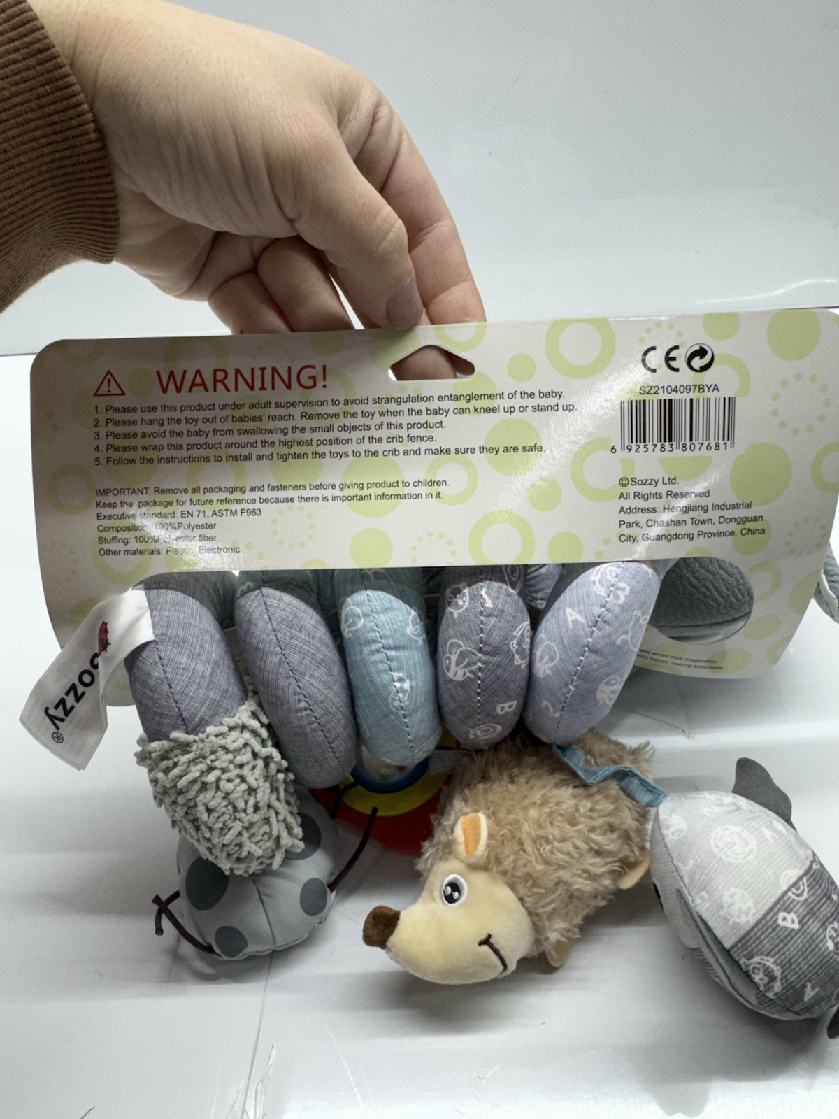 Sozzy Baby Musical Elephant Spiral Crib Toy Stroller Car Seat Activity Gray NEW