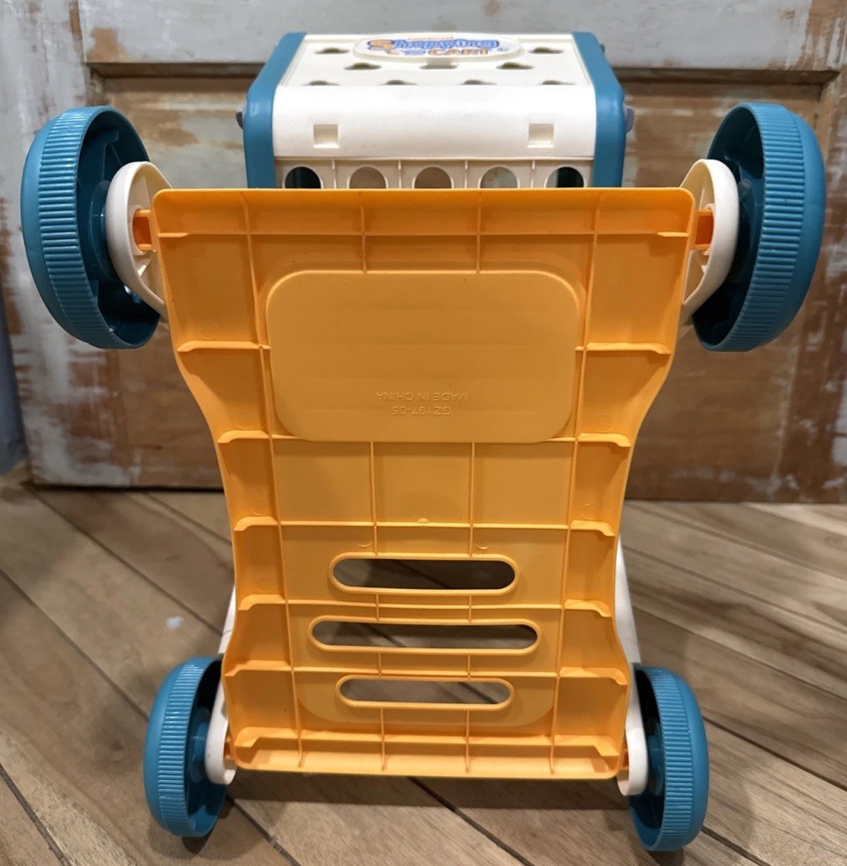 Funny Happy Shopping Cart Kids Pretend Play Toy Grocery Cart 18″ Blue White