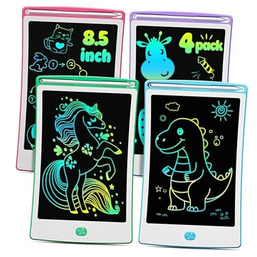 4 Pack LCD Writing Tablet, 8.5 Inch Colorful Toddlers A-blue&pink&green&purple
