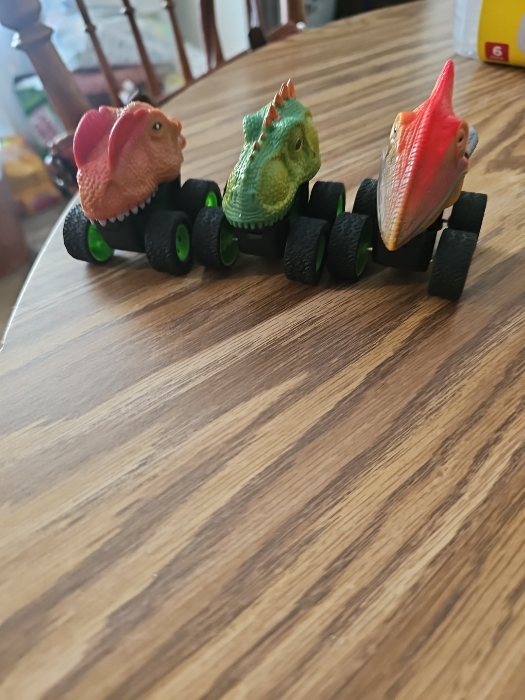 Dinosaur Monster Heads Pull Back Let Go Toys Lot Of 3