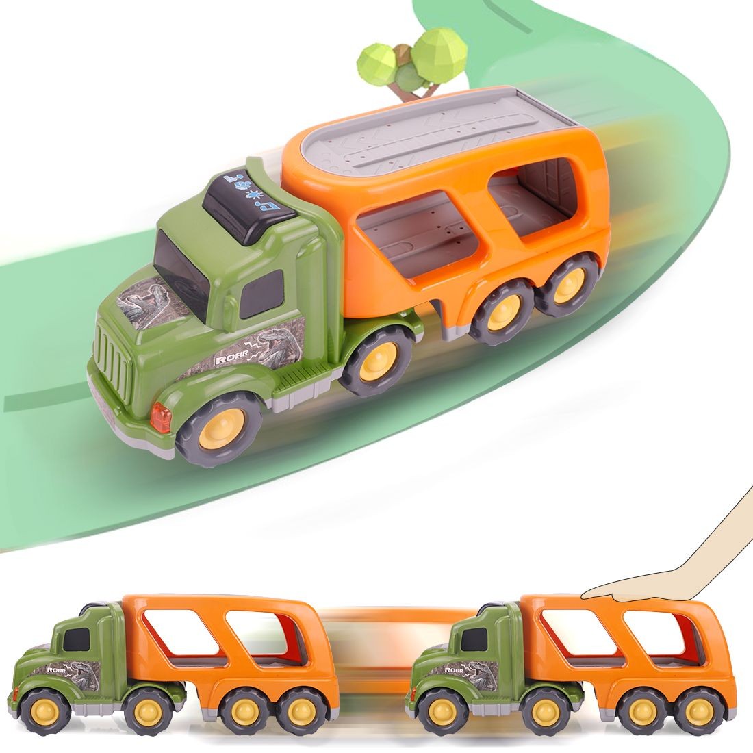 Kids Boys Toy Dinosaur Play Set w/ Car Transport Truck Jurassic Action Figures