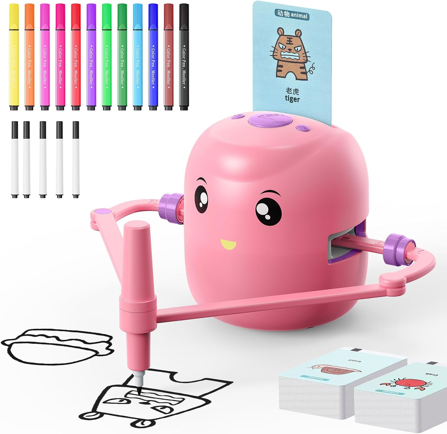 Interactive Educational Drawing Robot for Kids – Montessori Learning Toy with 15