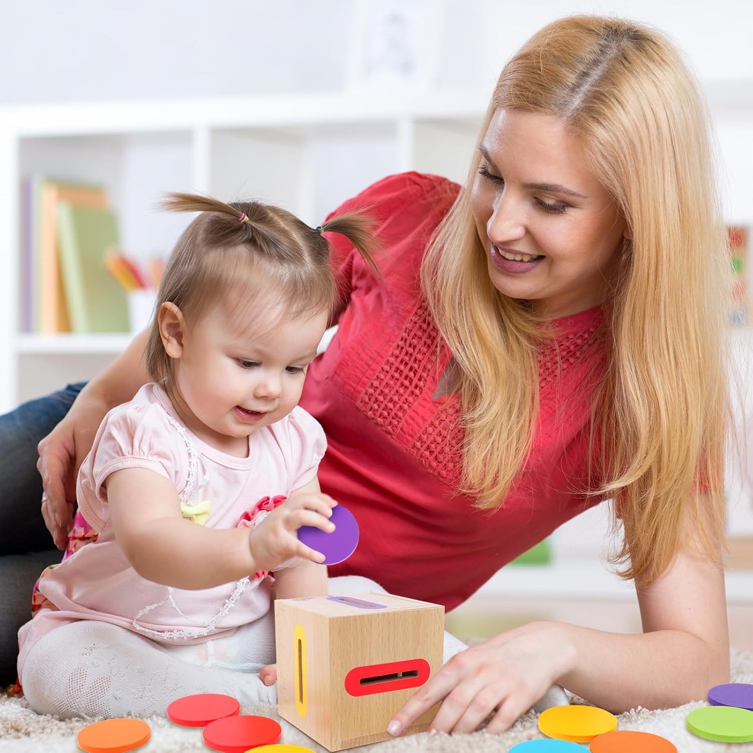 Montessori Toys for 1 2 3 Year Old: Fine Motor Skills Toys Wooden Color Sorting