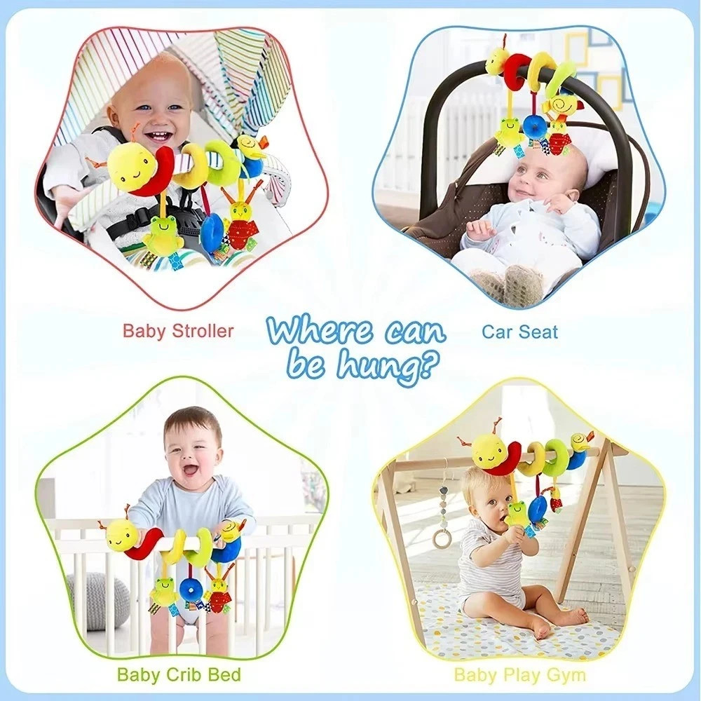 Baby Spiral Crib Stroller Toy Hanging Rattle Activity Car Seat Animal Toy