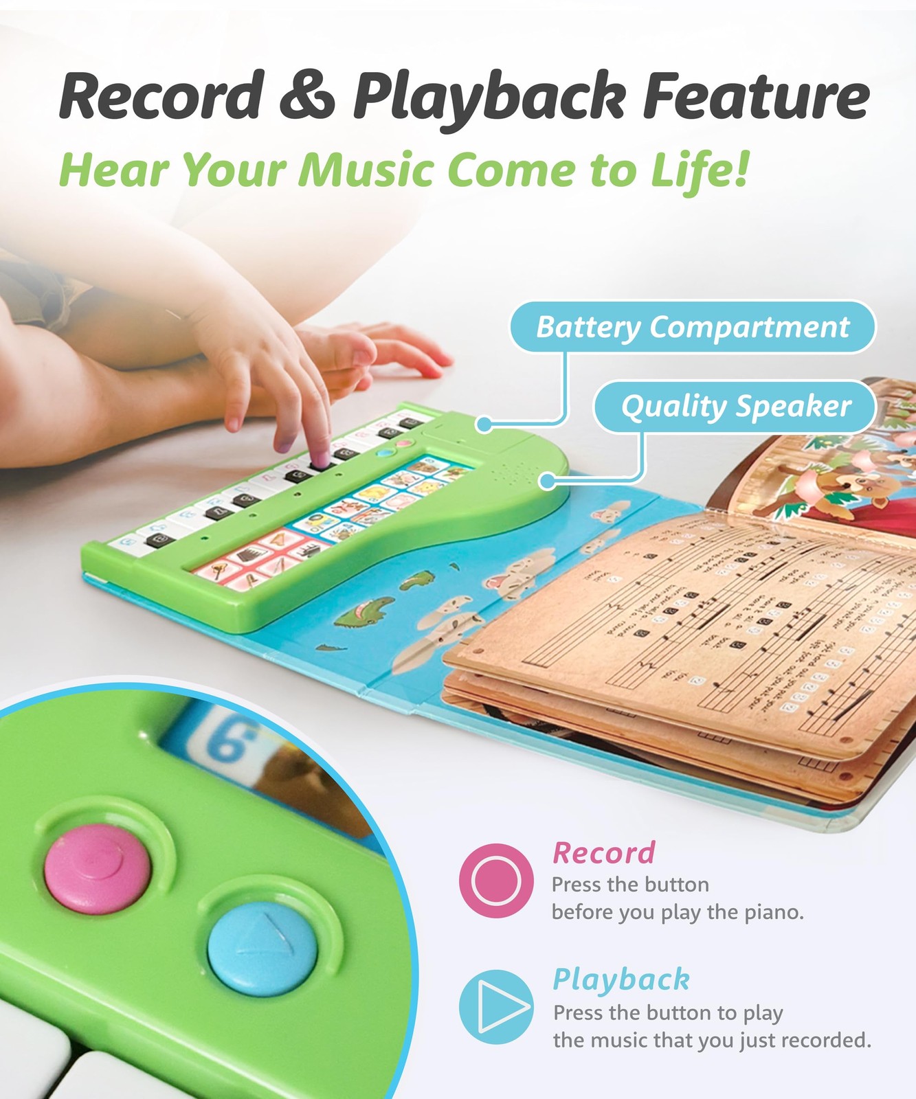 BEST LEARNING My First Piano Book – Educational compact, White, Black, Silver