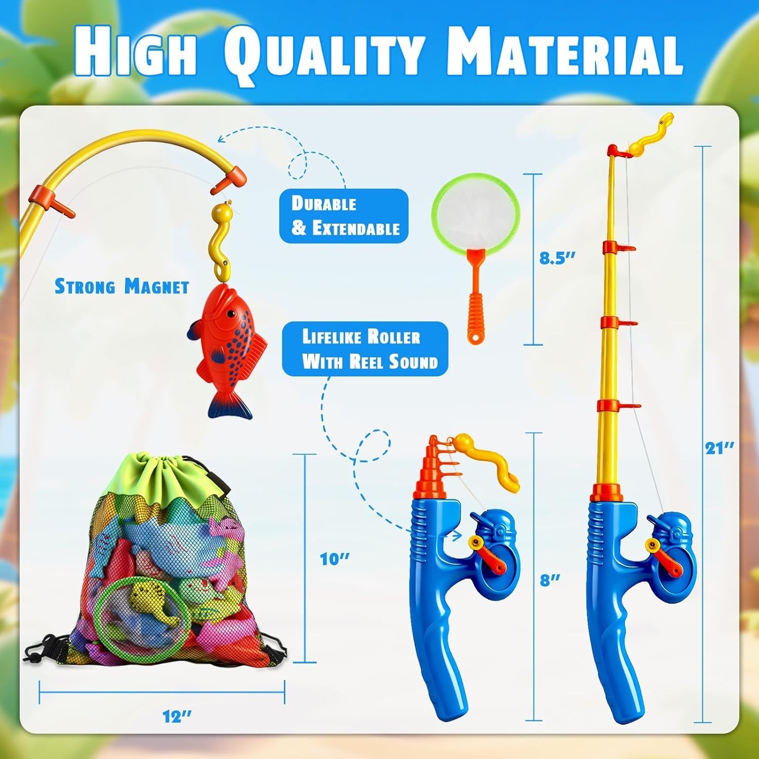 Magnetic Fishing Toys Game Set for Kids Water Table Bathtub Pool 30 Fish Mult…