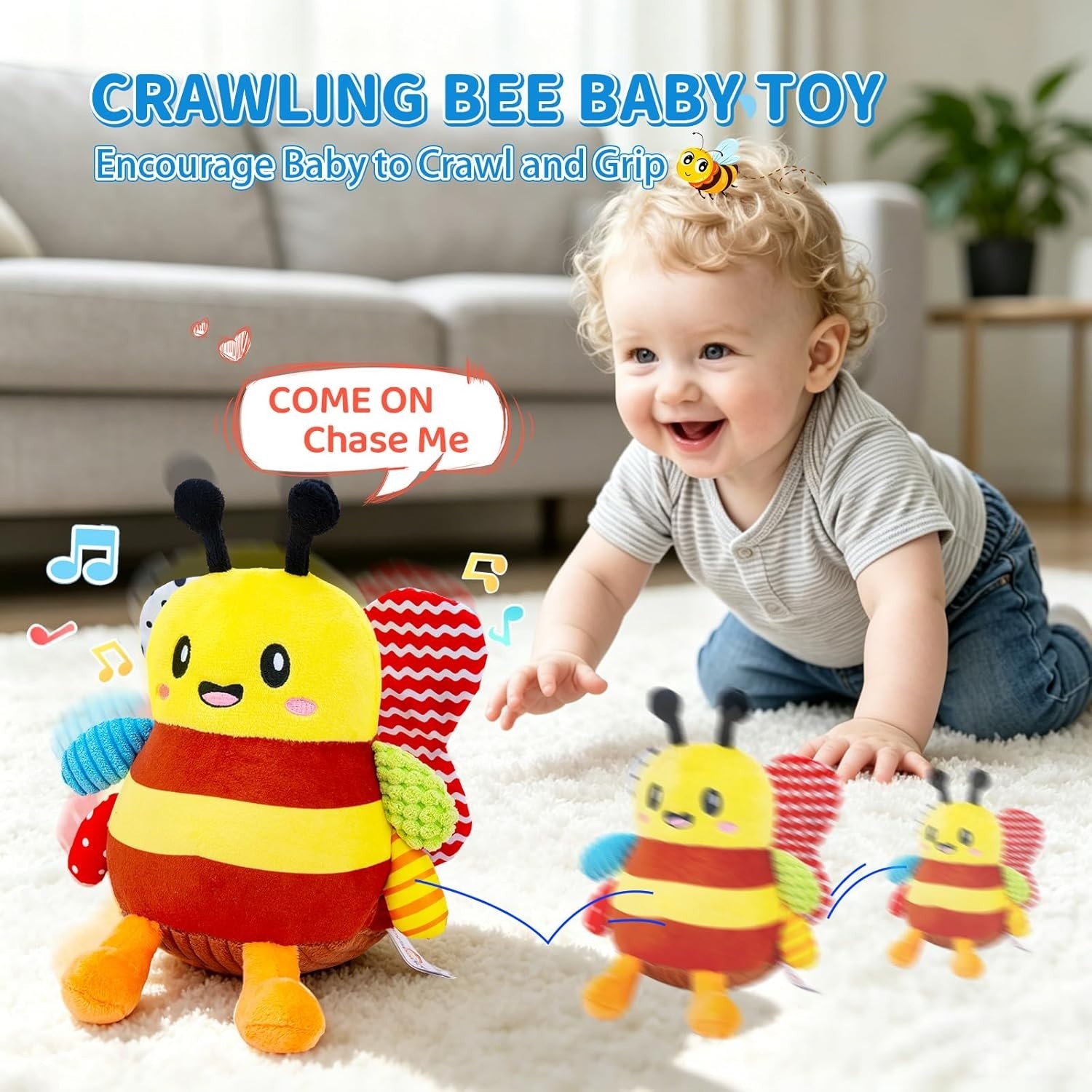Musical Dancing Bee Plush Toy Rechargeable Baby Sensory Crawling 6-18M