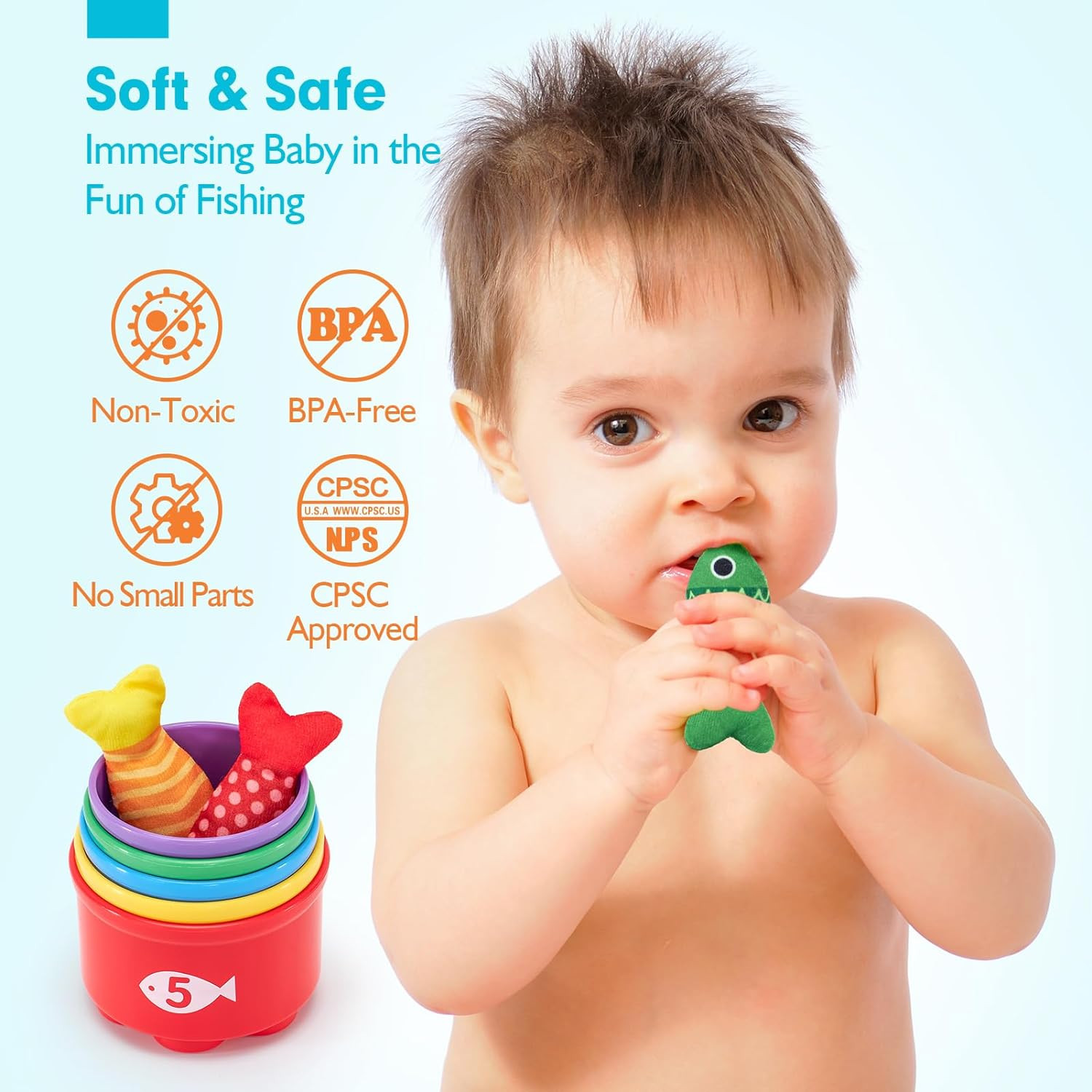 Montessori Toys for 1 Year Old Boy Girl Birthday Gift – 10 in 1 Cloth Fishing…