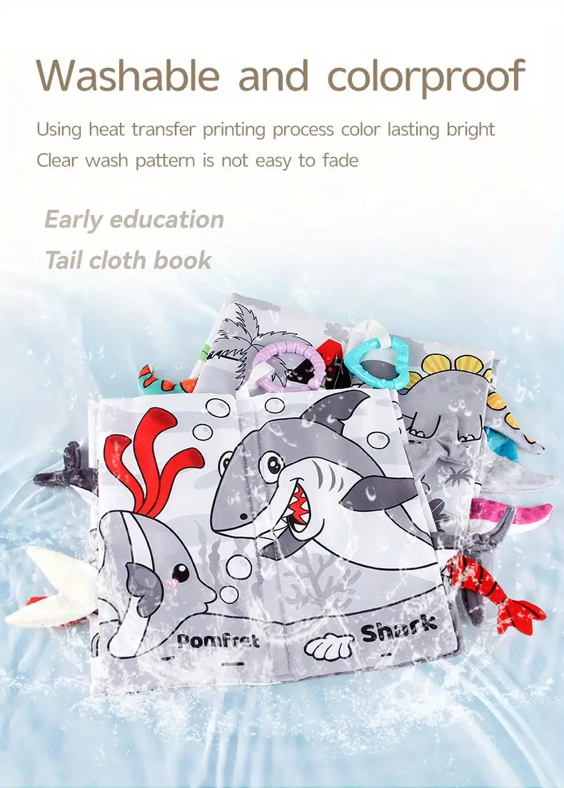 4pcs Baby Cloth Sensory Black + White High Contrast Books Crinkle Jungly Tails
