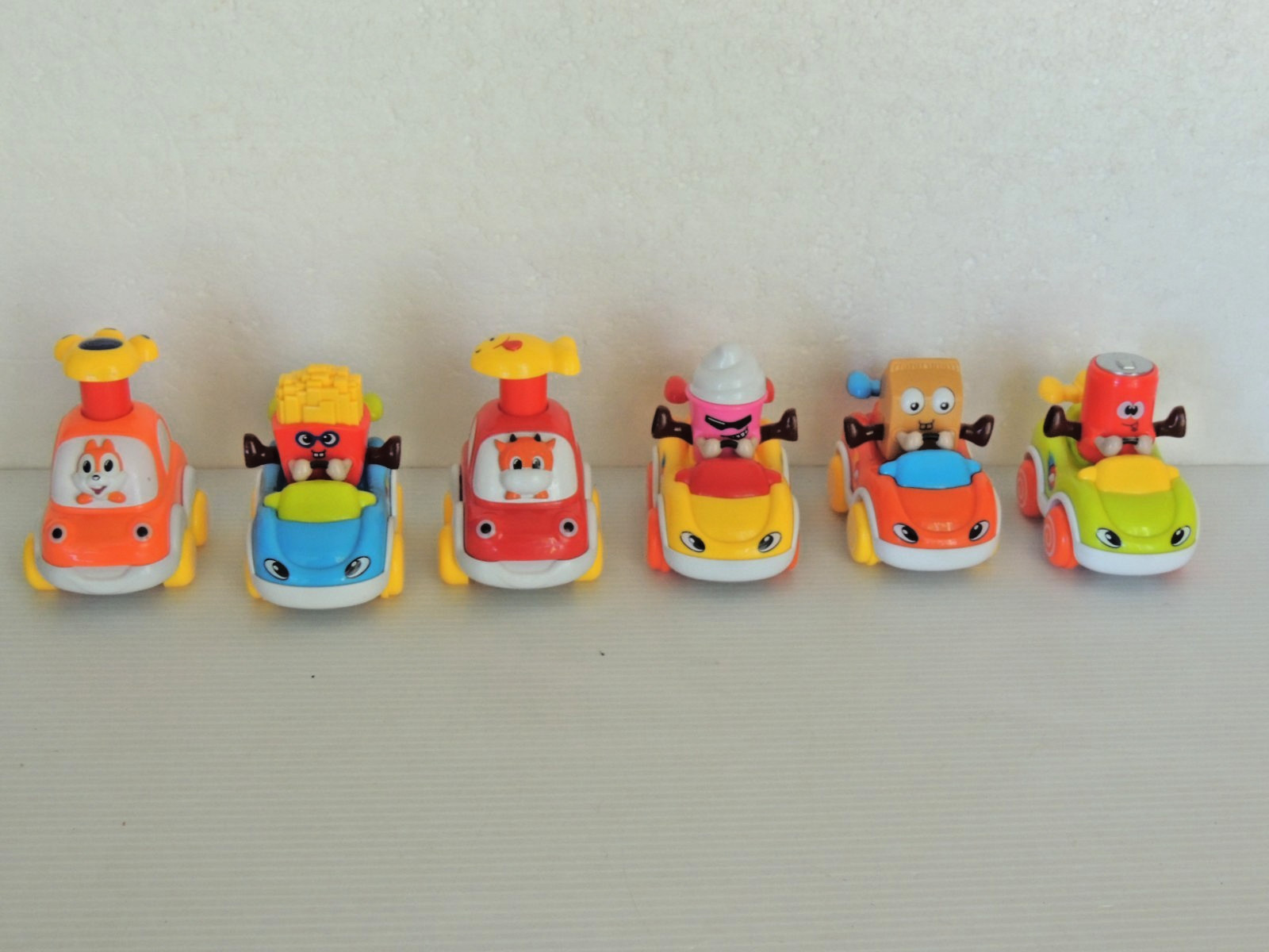 6 PCS Cartoon Press and Go Toy Racing Action Cars for Toddlers cartoon 4″ vatos