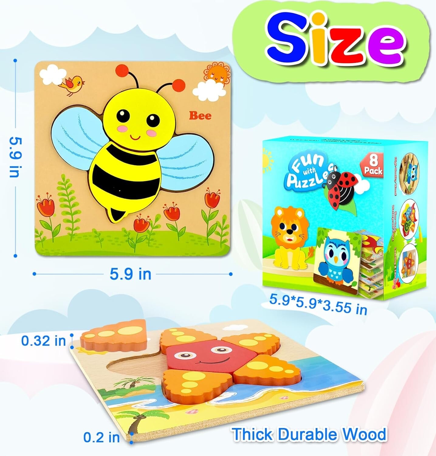 Toddler Puzzles, 8 Piece Wooden Puzzles for Toddlers 1-3, Puzzle 2 Year Old, …