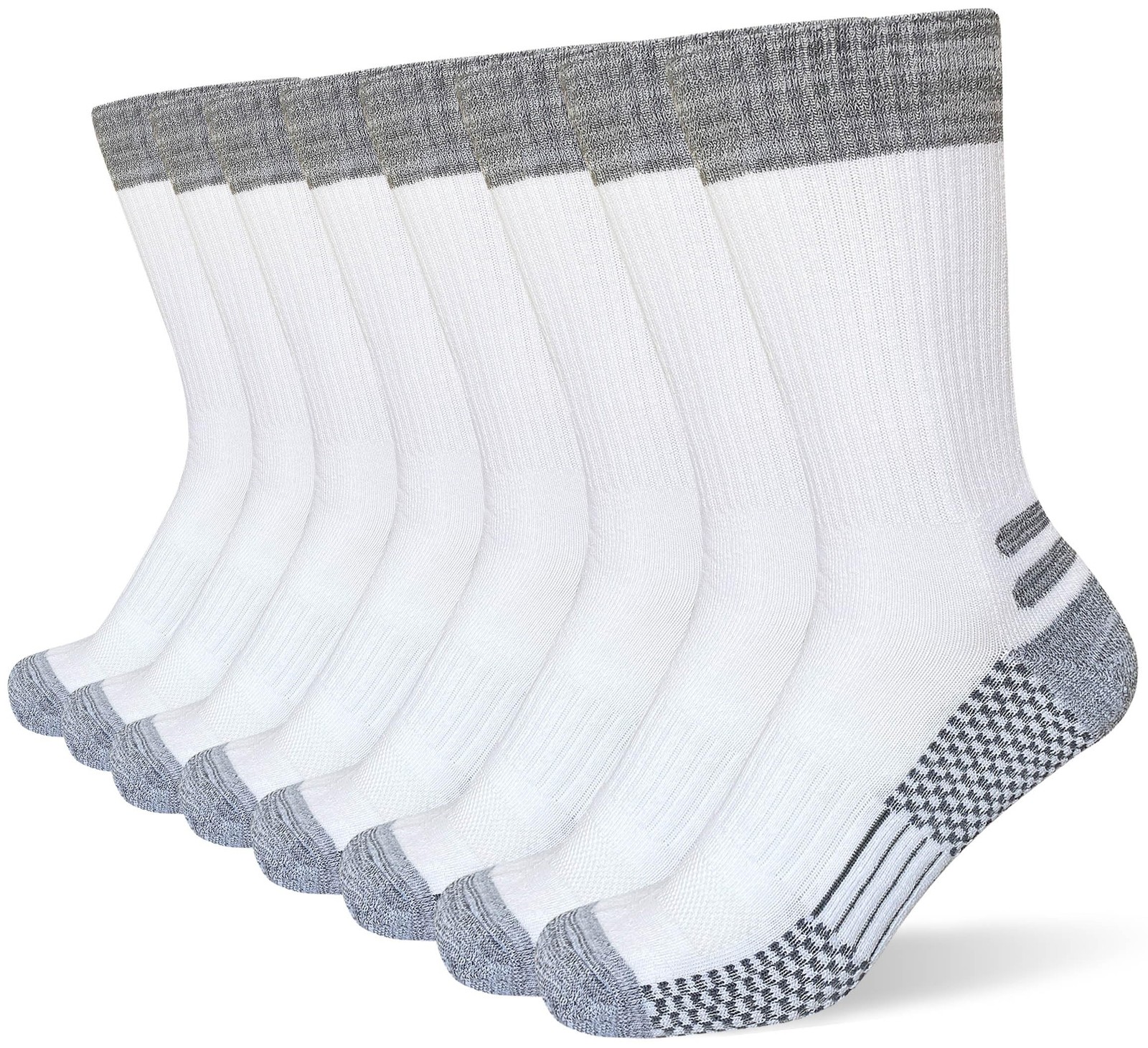 suaskk Mens Crew Work Boot Socks Thick Cushioned Moisture Wicking 3/4 Pairs
