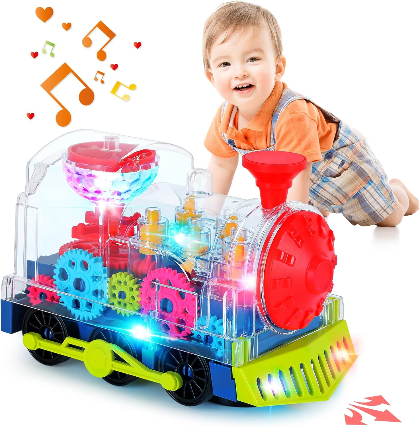 Light up Train Toys for Toddler,Interactive Autism Sensory Toys with Colorful Mo