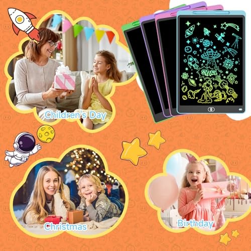 4 Pack 12 Inch LCD Writing Tablet, Colorful Drawing Tablet for Kids, Eye Care