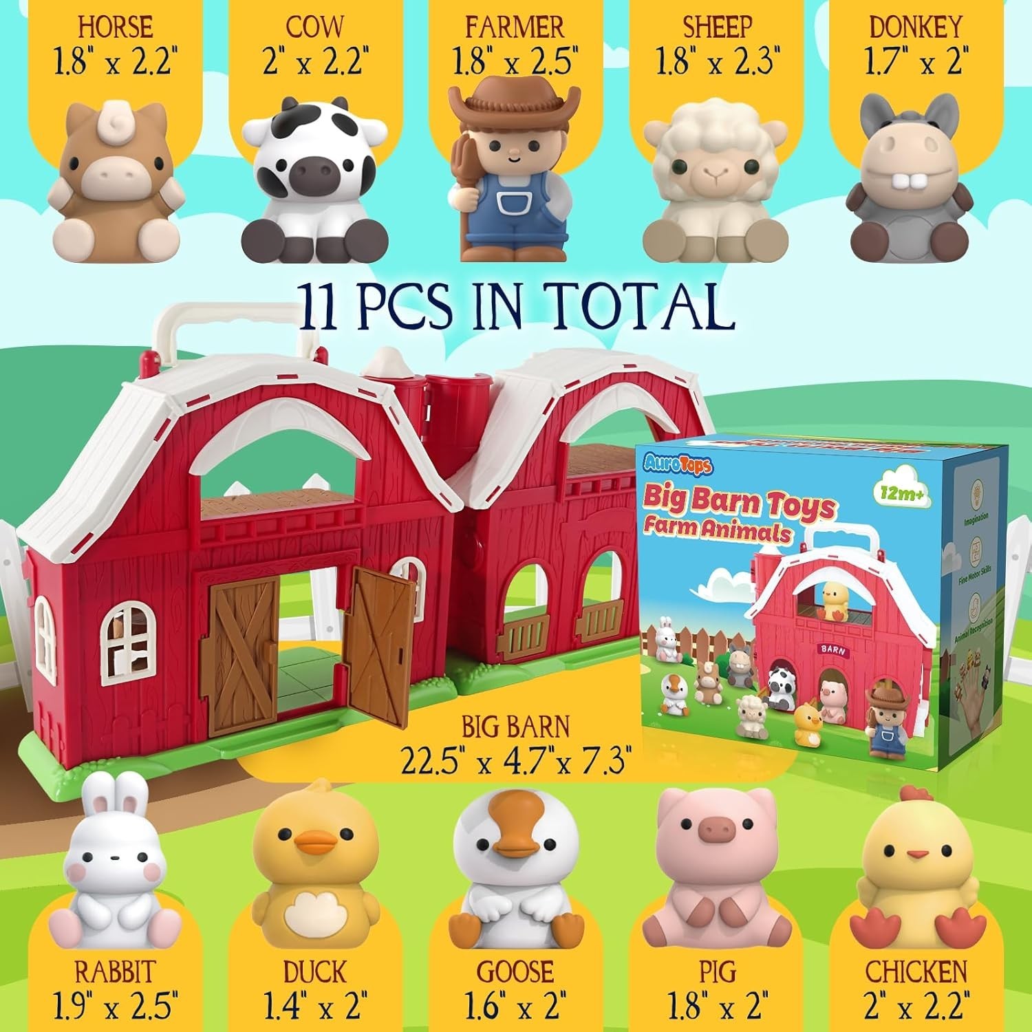 Toys for 1 2 3 Old Boys and Girls, Big Barn Playset with Farm Animal, Presch…